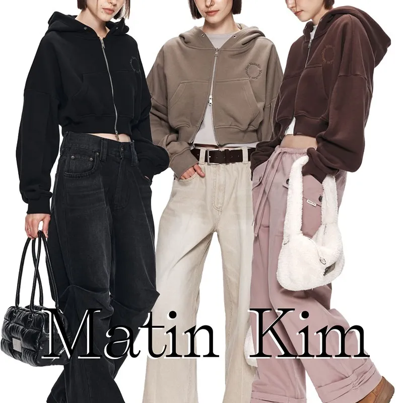 Matin Kim  |Street Style Long Sleeves Cotton Logo Hoodies & Sweatshirts