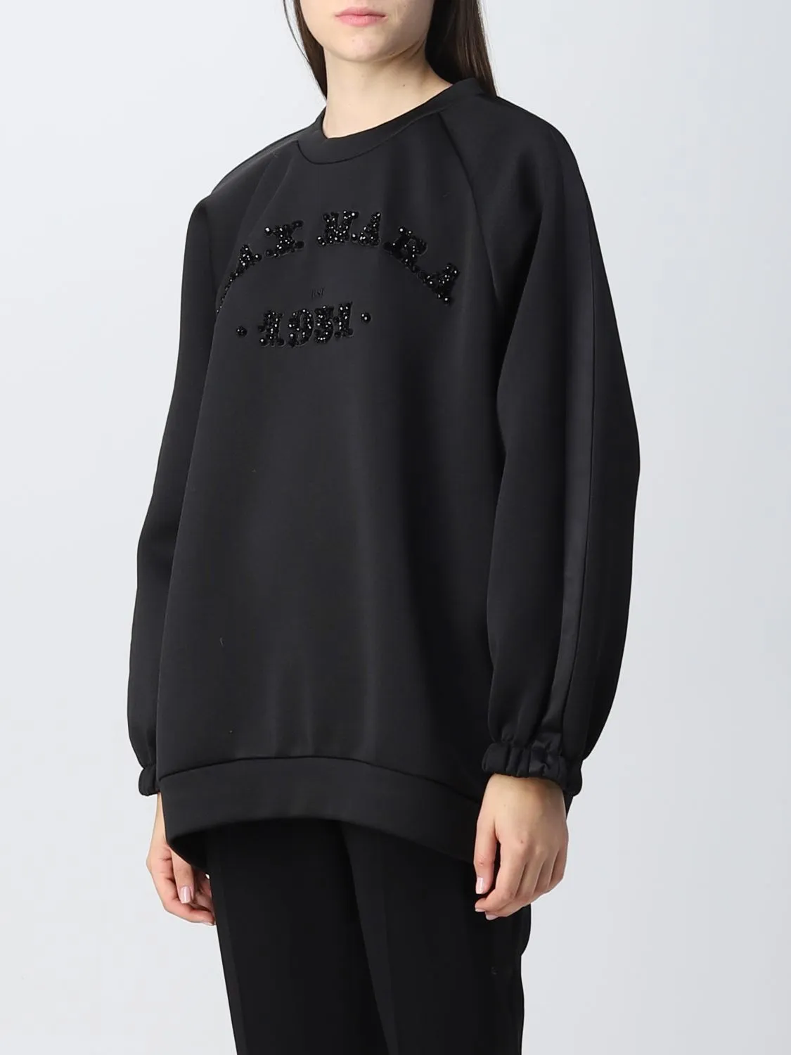 MaxMara  |Crew Neck Street Style Long Sleeves Plain Cotton Logo