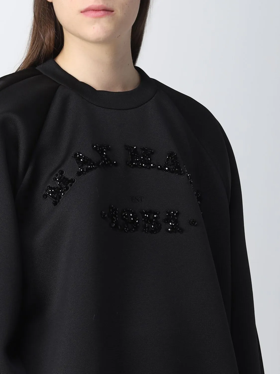 MaxMara  |Crew Neck Street Style Long Sleeves Plain Cotton Logo