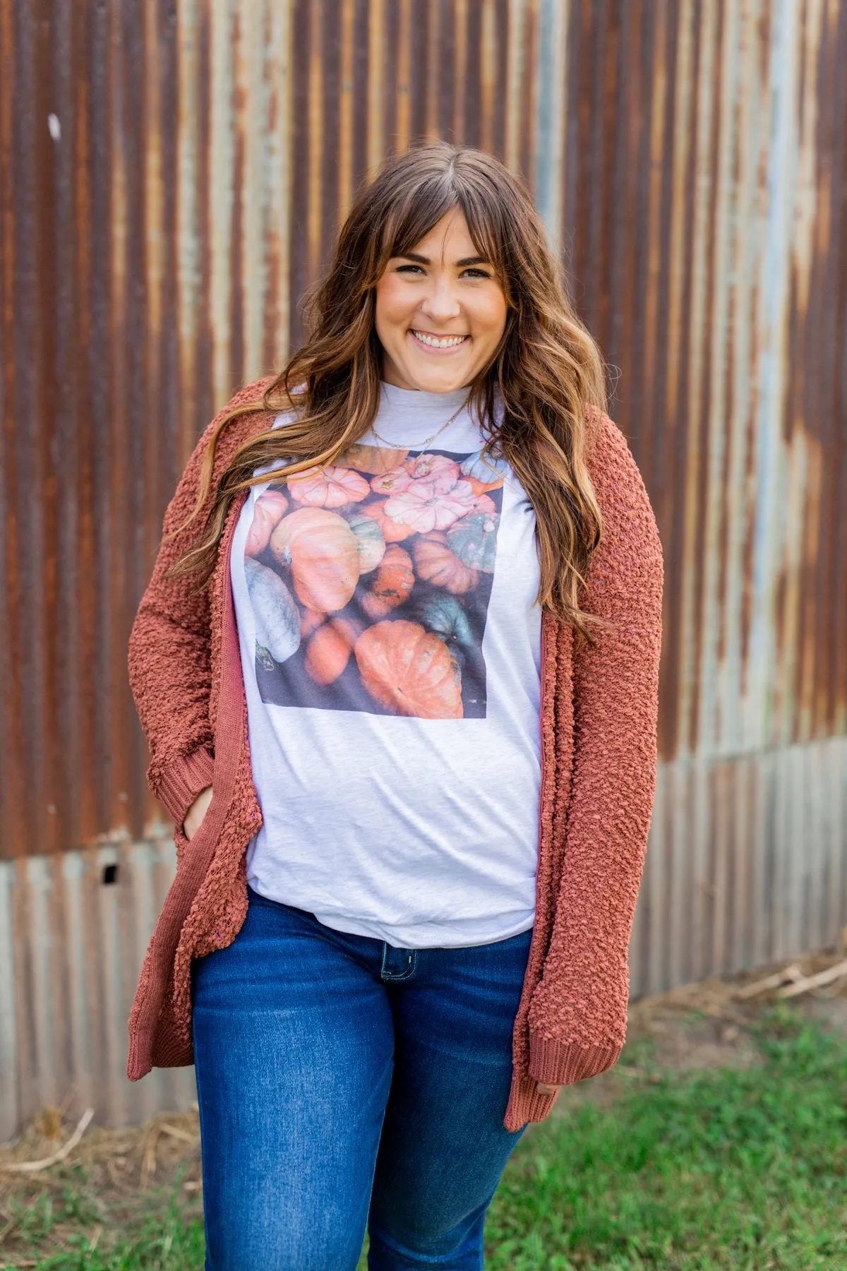 Meet Me At The Pumpkin Patch Graphic Tee- Heather Grey