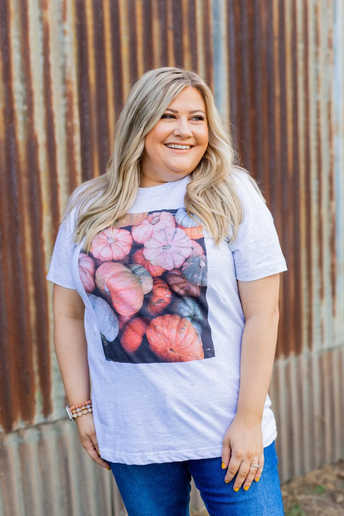 Meet Me At The Pumpkin Patch Graphic Tee- Heather Grey