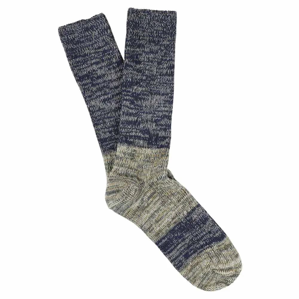 Melange Block Socks Blue / Ecru