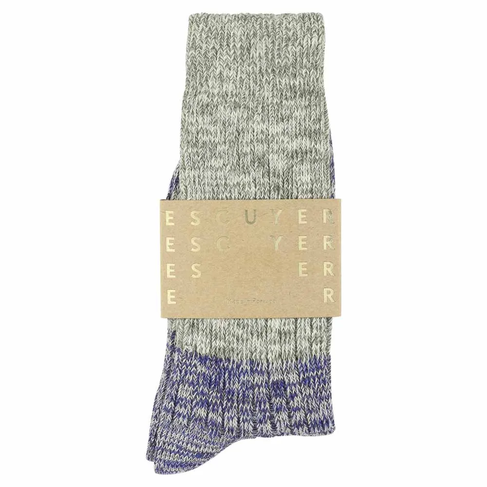 Melange Block Socks Light Grey / Bright Blue