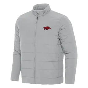 Men's Antigua Gray Arkansas Razorbacks Swelter Full-Zip Puffer Jacket