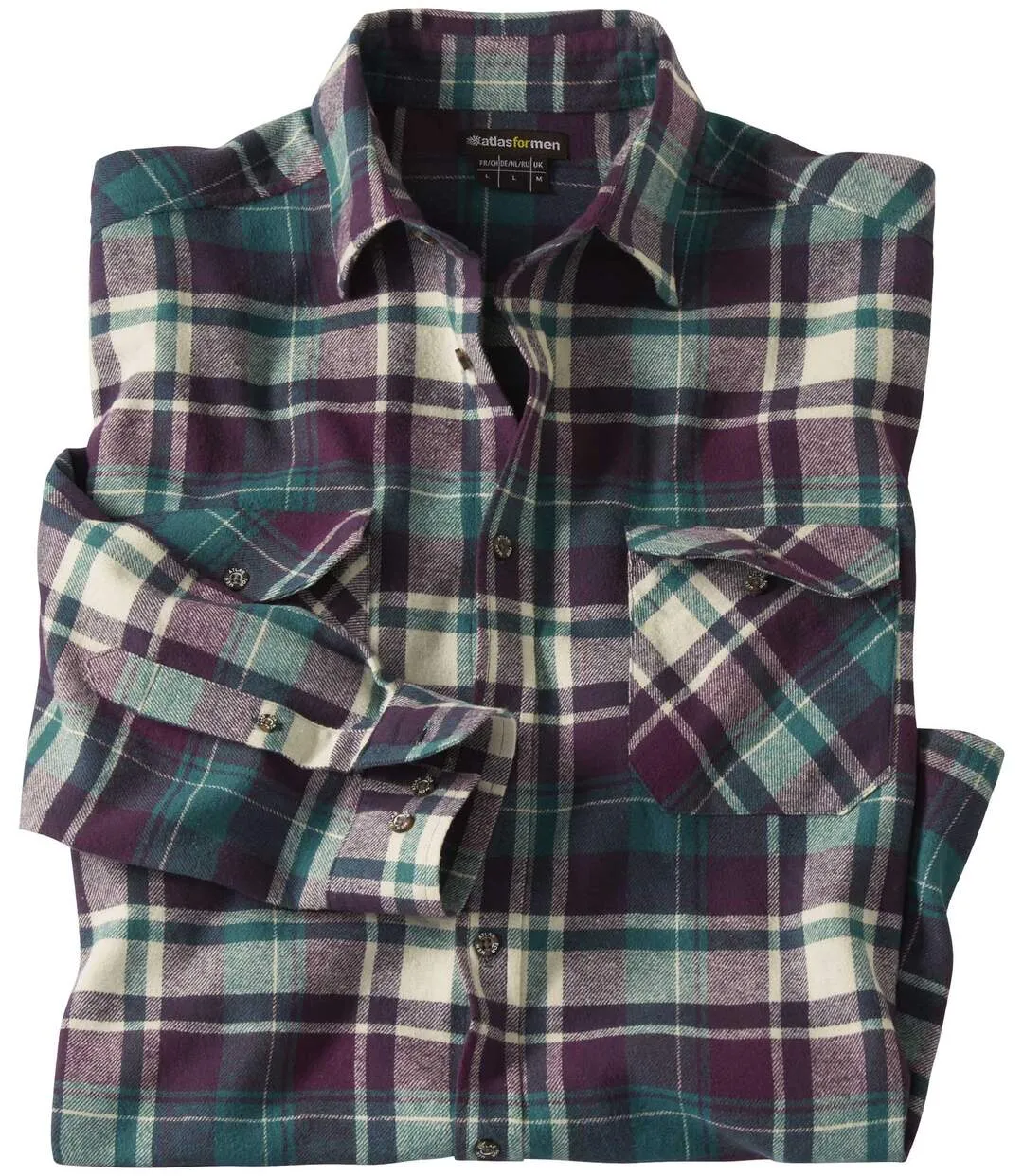 Men's Plum & Green Checked Flannel Shirt