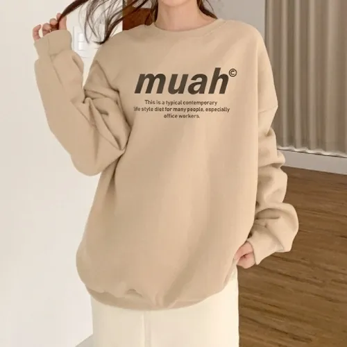 muahmuah  |Unisex Street Style Long Sleeves Logo Hoodies & Sweatshirts