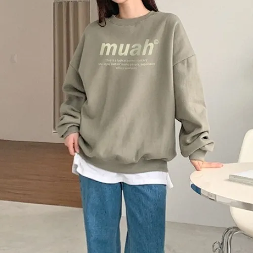 muahmuah  |Unisex Street Style Long Sleeves Logo Hoodies & Sweatshirts