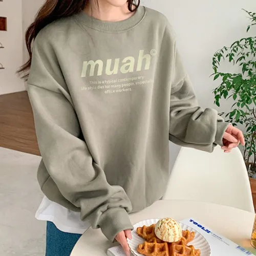 muahmuah  |Unisex Street Style Long Sleeves Logo Hoodies & Sweatshirts