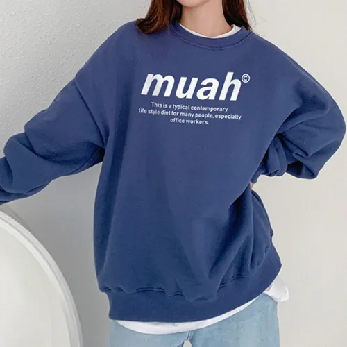 muahmuah  |Unisex Street Style Long Sleeves Logo Hoodies & Sweatshirts