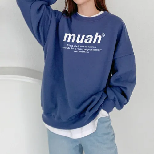 muahmuah  |Unisex Street Style Long Sleeves Logo Hoodies & Sweatshirts