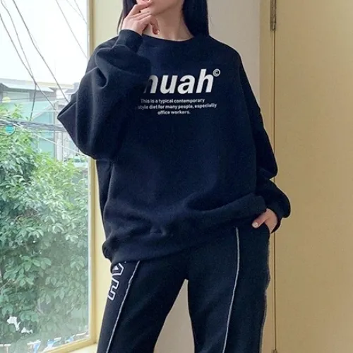 muahmuah  |Unisex Street Style Long Sleeves Logo Hoodies & Sweatshirts