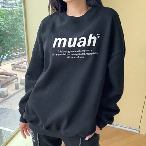 muahmuah  |Unisex Street Style Long Sleeves Logo Hoodies & Sweatshirts