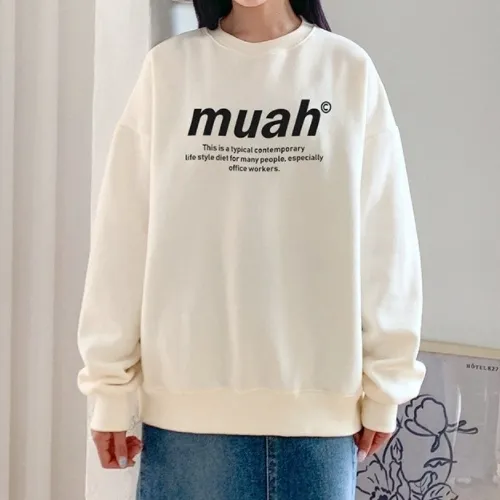 muahmuah  |Unisex Street Style Long Sleeves Logo Hoodies & Sweatshirts