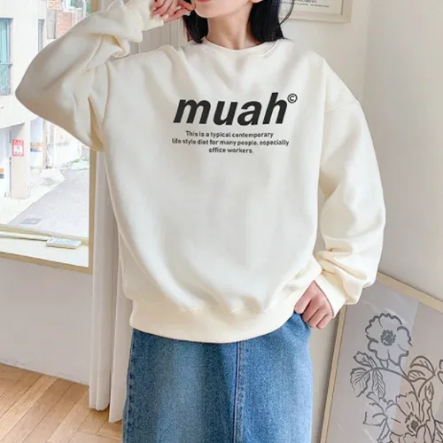 muahmuah  |Unisex Street Style Long Sleeves Logo Hoodies & Sweatshirts