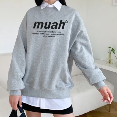 muahmuah  |Unisex Street Style Long Sleeves Logo Hoodies & Sweatshirts