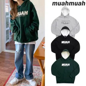 muahmuah  |Unisex Street Style Long Sleeves Plain Cotton Medium Logo