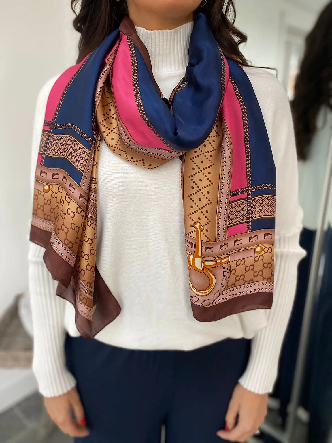 Multi Print Silk Style Scarf