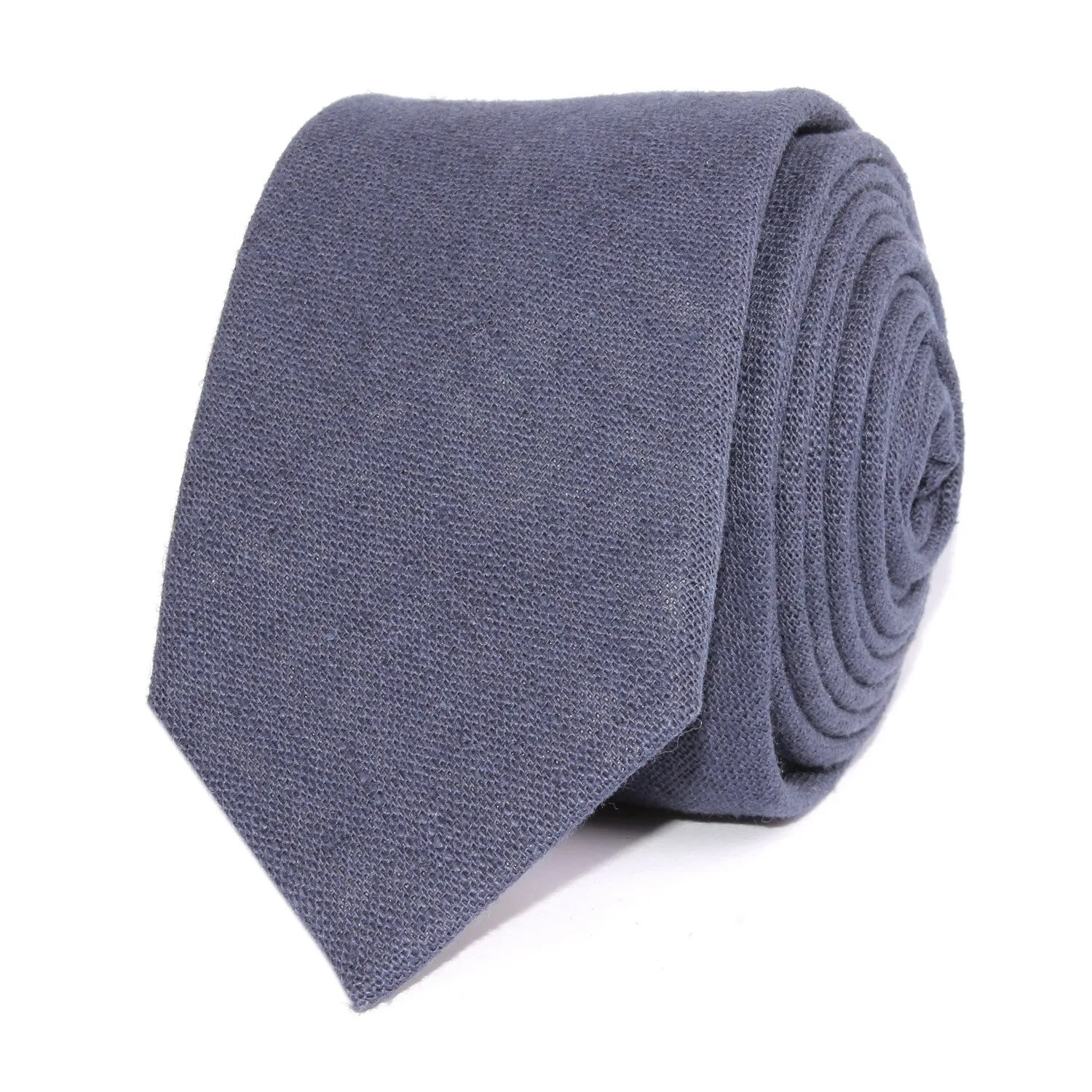 Navy Blue Slub Linen Skinny Tie