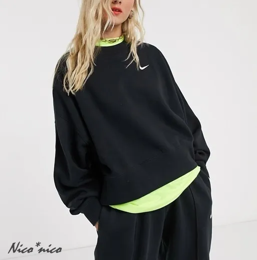 Nike  |Street Style Long Sleeves Plain Oversized Logo