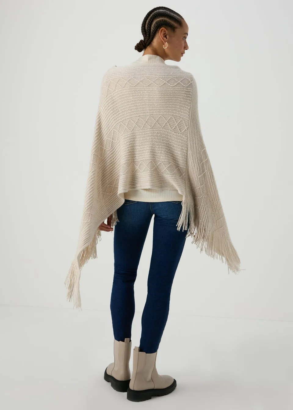 Oatmeal Sequin Poncho