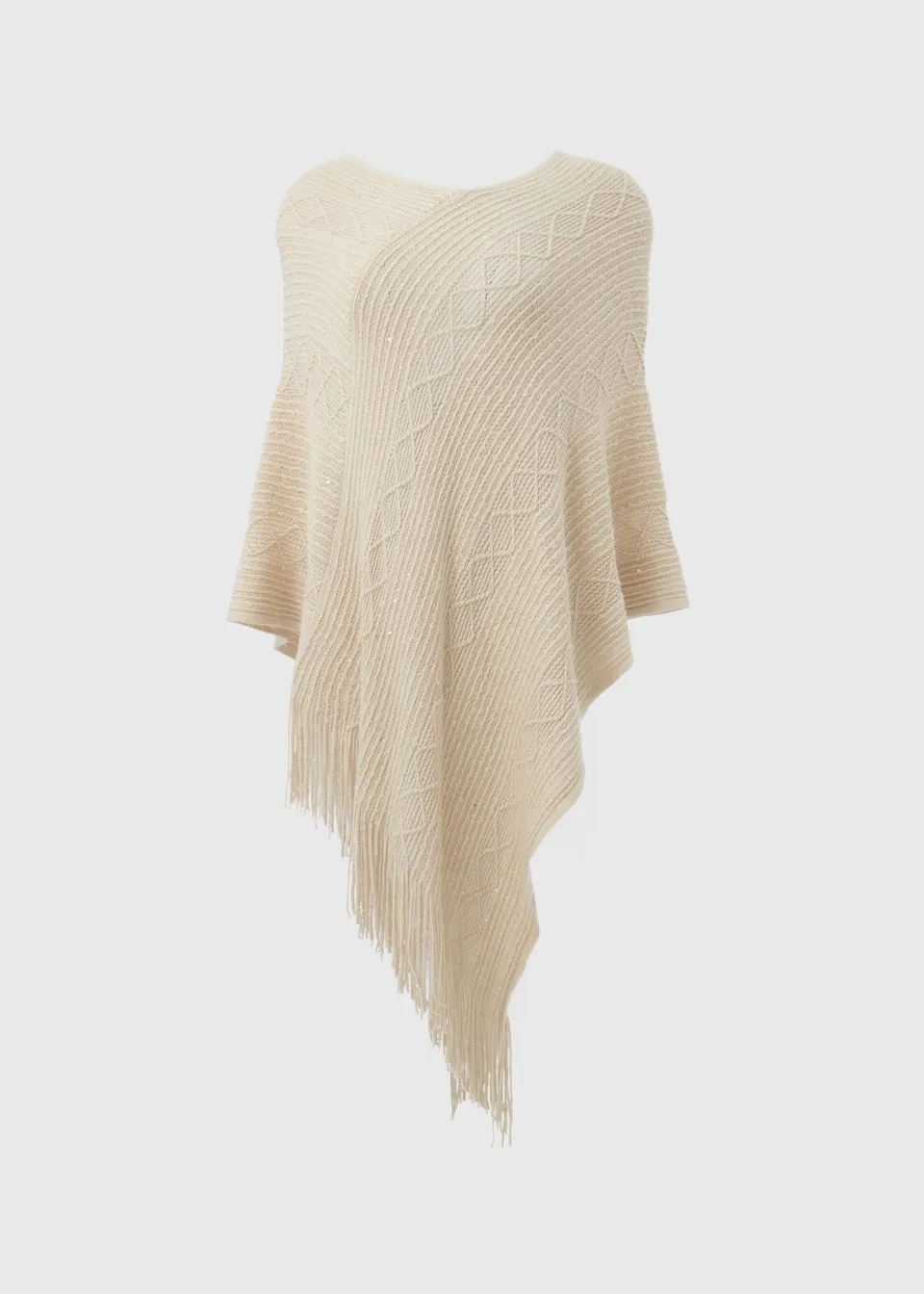 Oatmeal Sequin Poncho