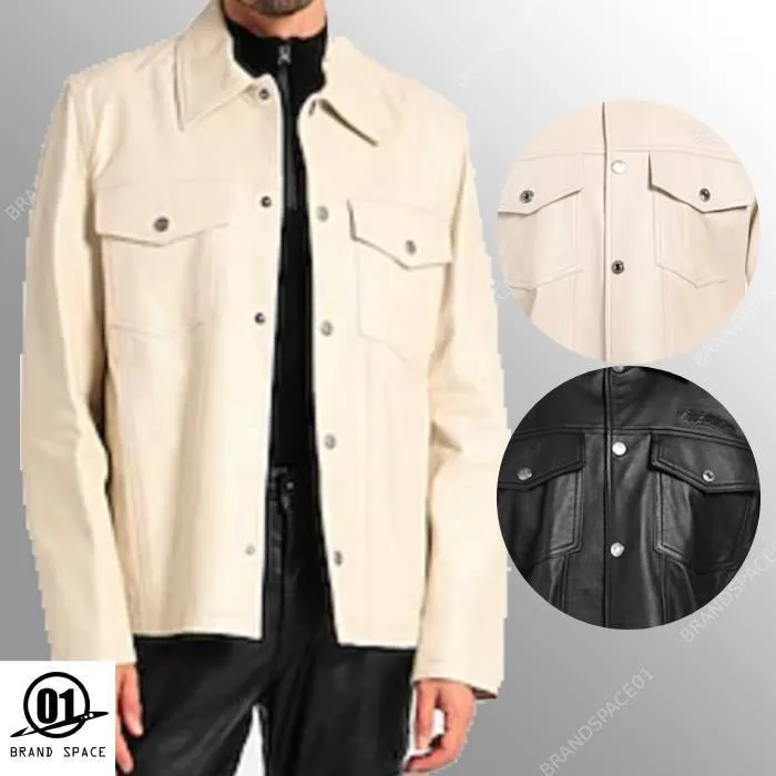 Off-White  |Button-down Unisex Street Style Long Sleeves Plain Leather