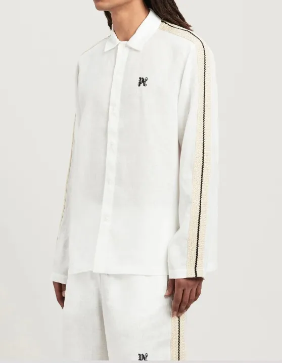 Palm Angels  |Button-down Linen Street Style Long Sleeves Plain Logo