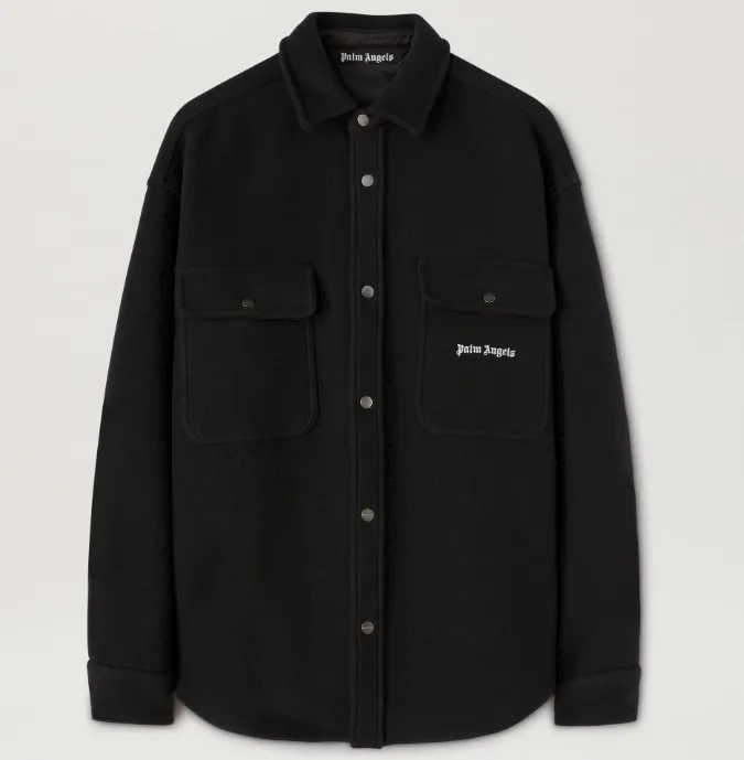 Palm Angels  |Button-down Wool Street Style Long Sleeves Plain Logo Shirts