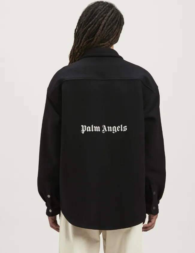 Palm Angels  |Button-down Wool Street Style Long Sleeves Plain Logo Shirts