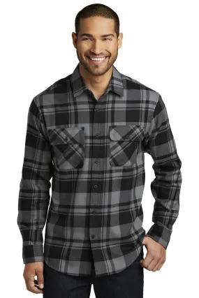 Port Authority Plaid Flannel Shirt W668 Grey/ Black