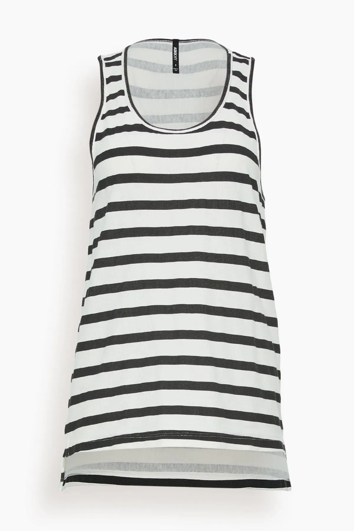 Printed Tank in Thin White Stripe