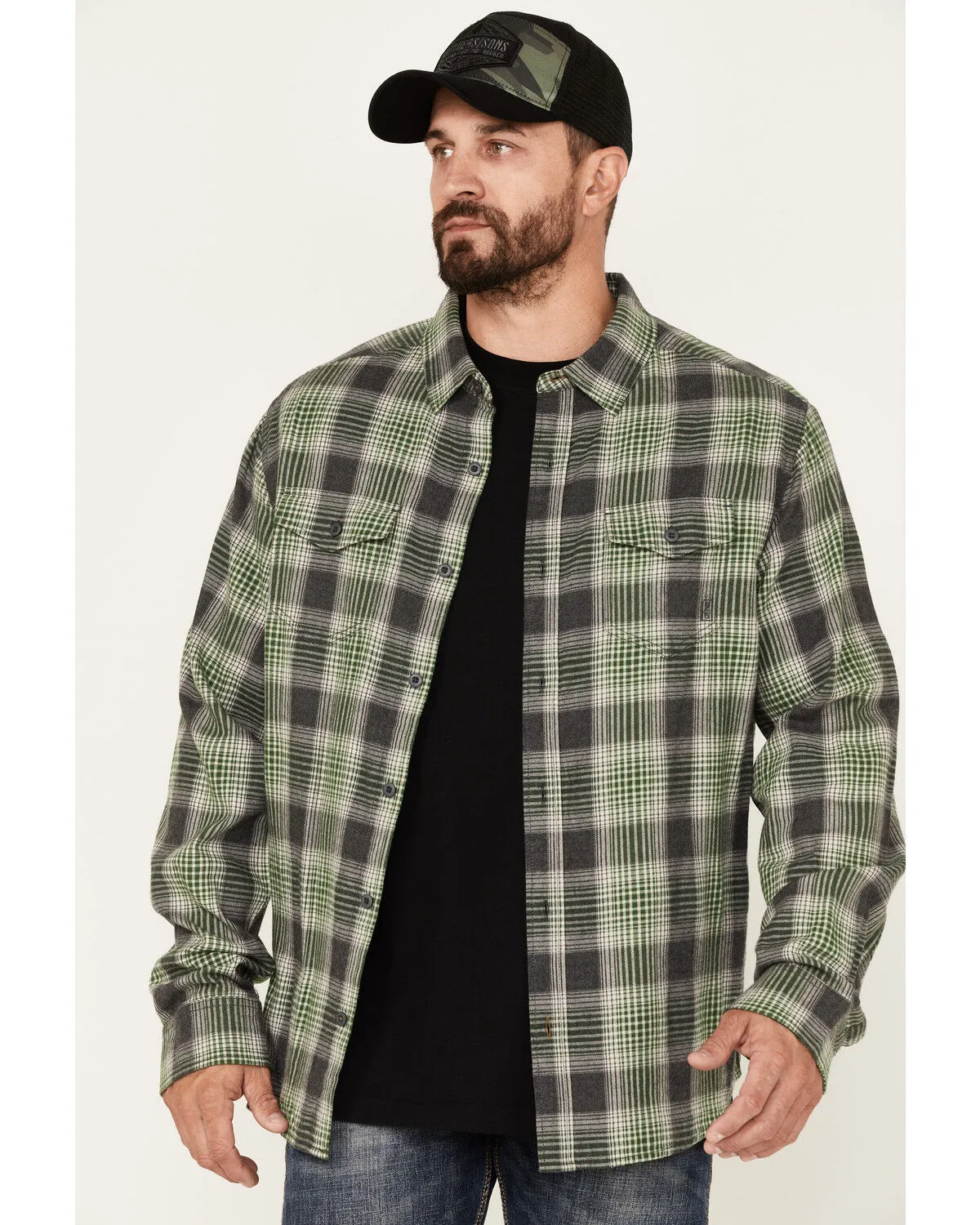 Product Name:  Brothers and Sons Men's Plaid Print Long Sleeve Button Down Flannel Shirt