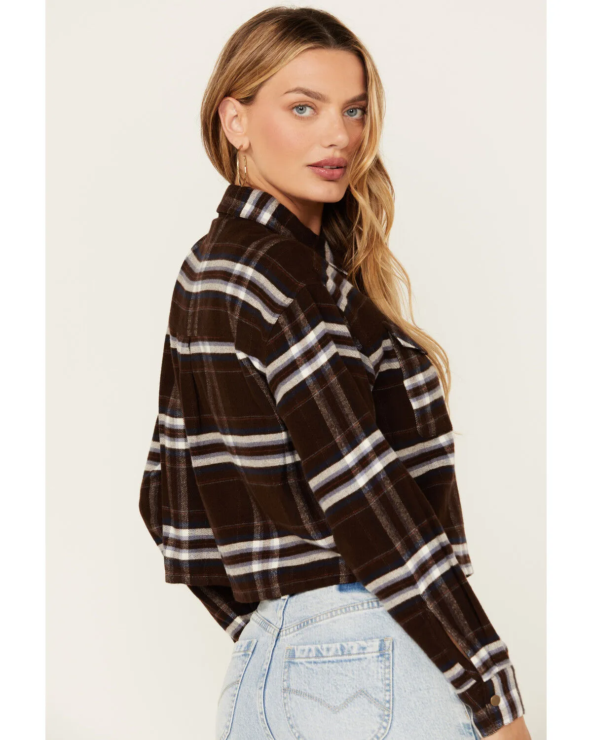 Product Name:  Cleo + Wolf Women's Cropped Plaid Print Flannel Shirt