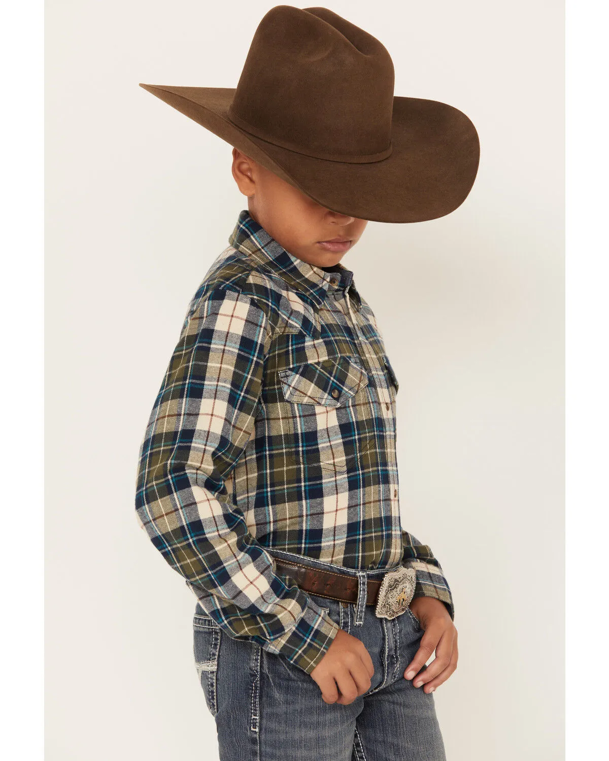 Product Name:  Cody James Boys' Plaid Print Long Sleeve Snap Western Flannel Shirt