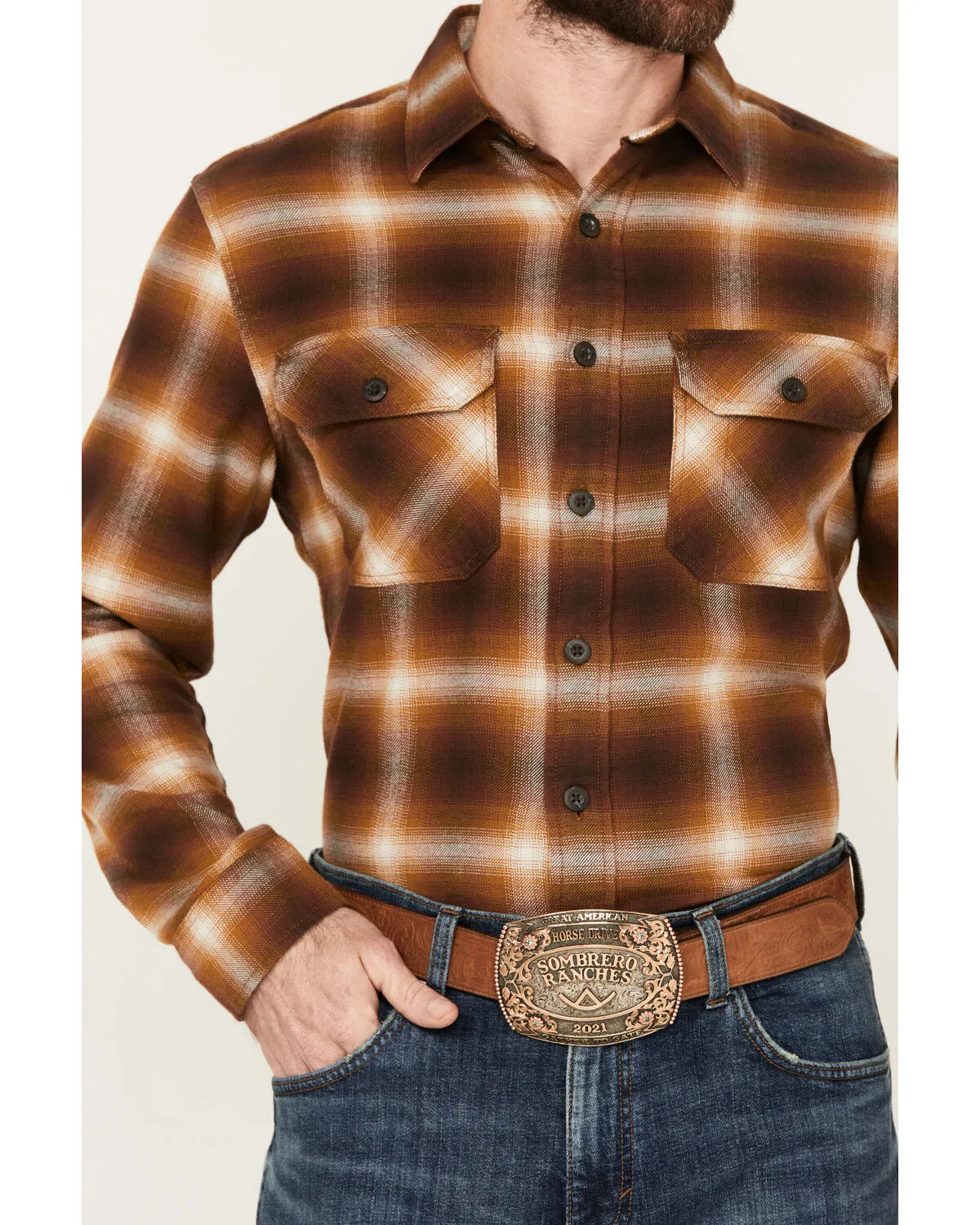 Product Name:  Pendleton Men's Burnside Plaid Print Long Sleeve Button-Down Flannel Shirt