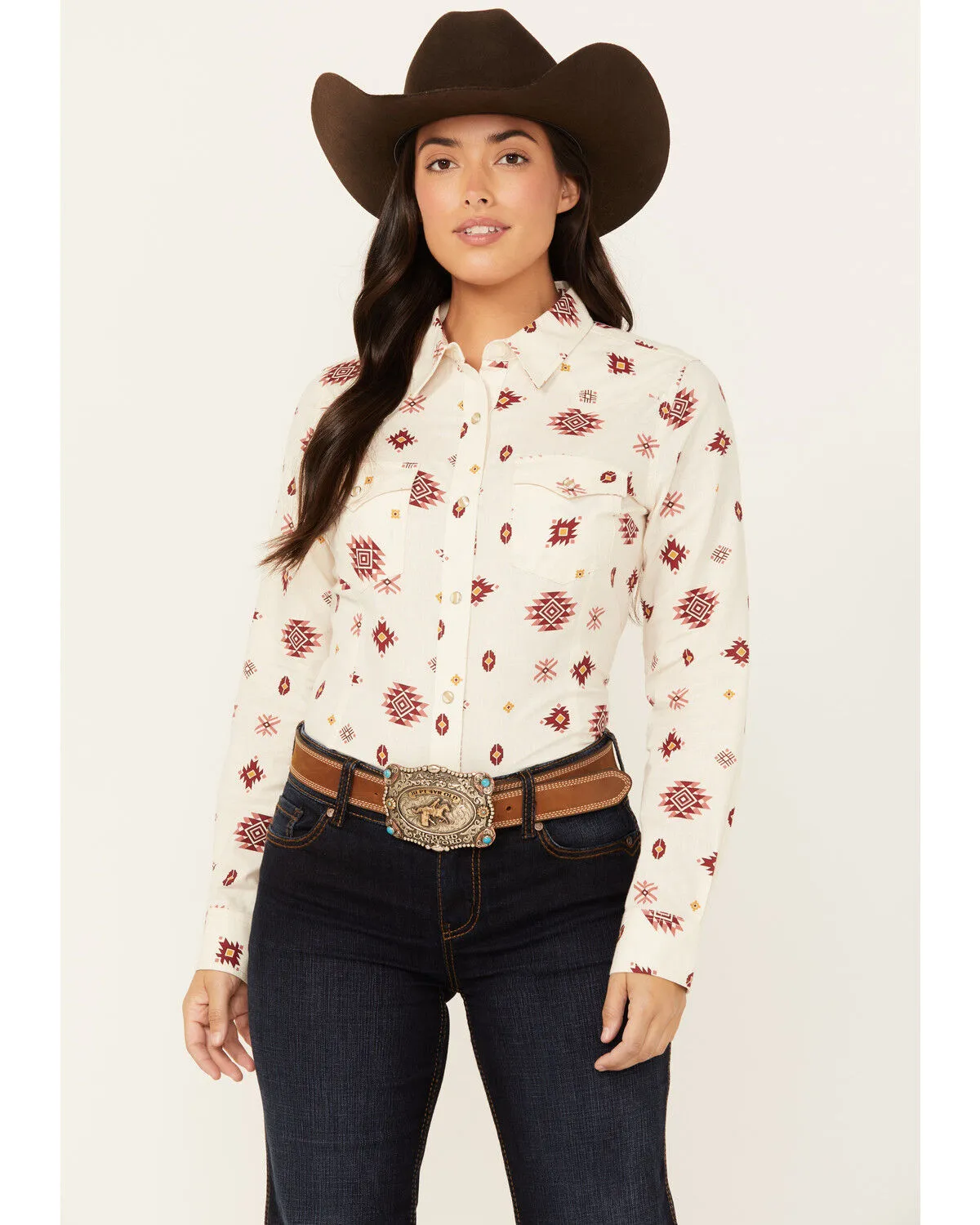 Product Name:  Wrangler Women's Southwestern Print Long Sleeve Snap Flannel Shirt