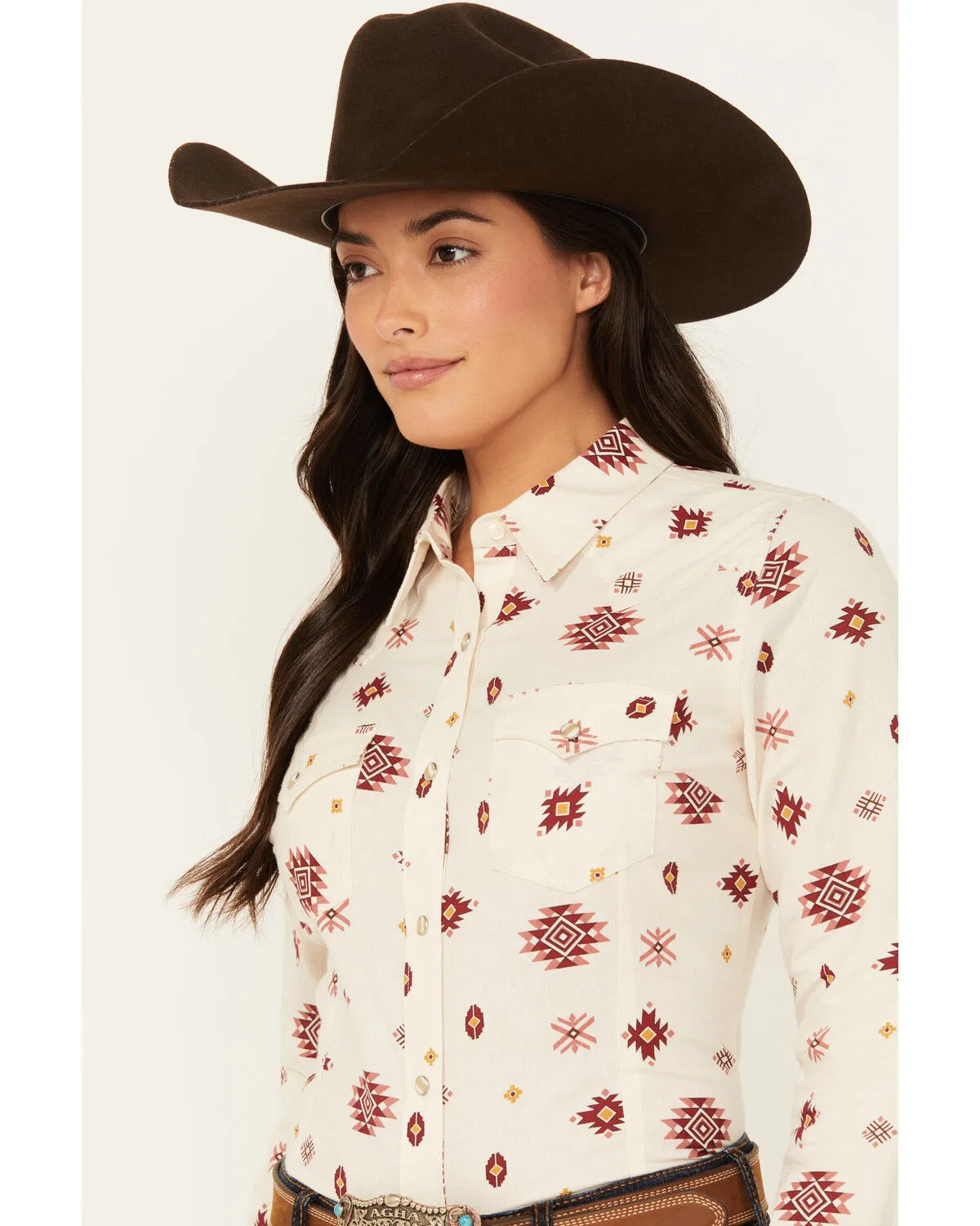 Product Name:  Wrangler Women's Southwestern Print Long Sleeve Snap Flannel Shirt