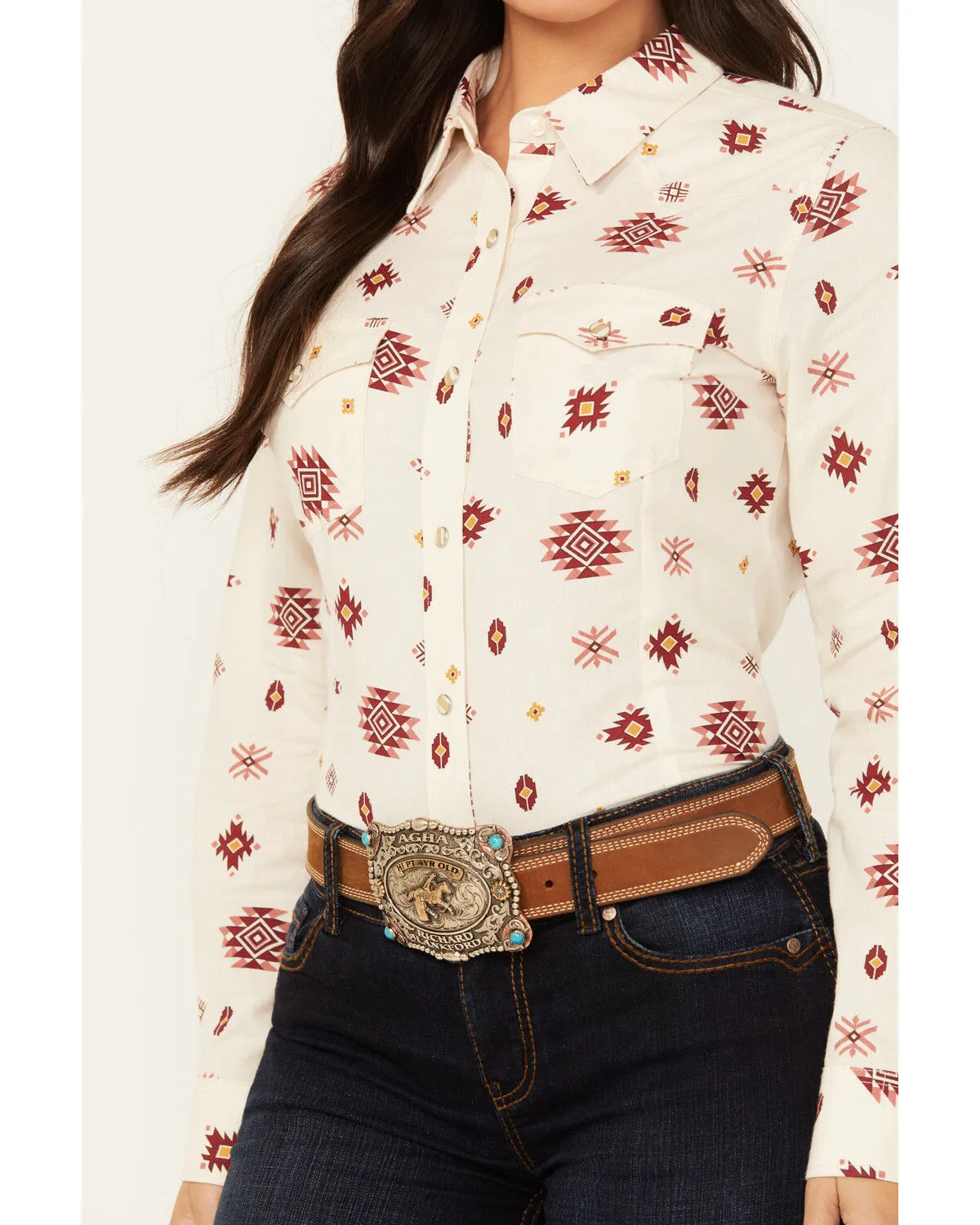 Product Name:  Wrangler Women's Southwestern Print Long Sleeve Snap Flannel Shirt