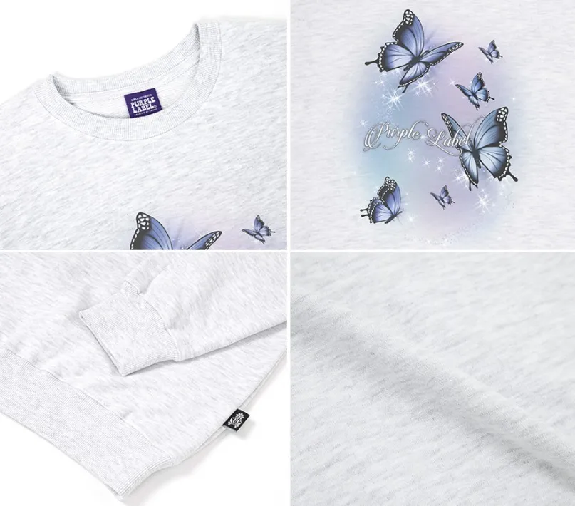 PURPLE LABEL  |Sweat Street Style Long Sleeves Cotton Logo