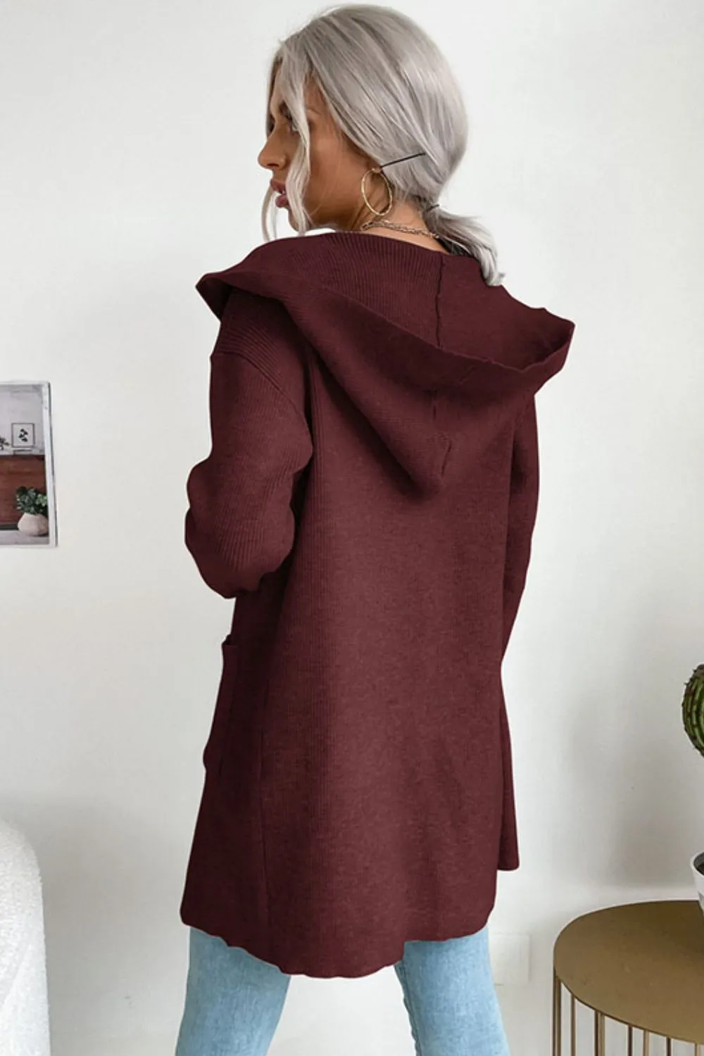 Rainy Days Hooded Cardigan with Pockets