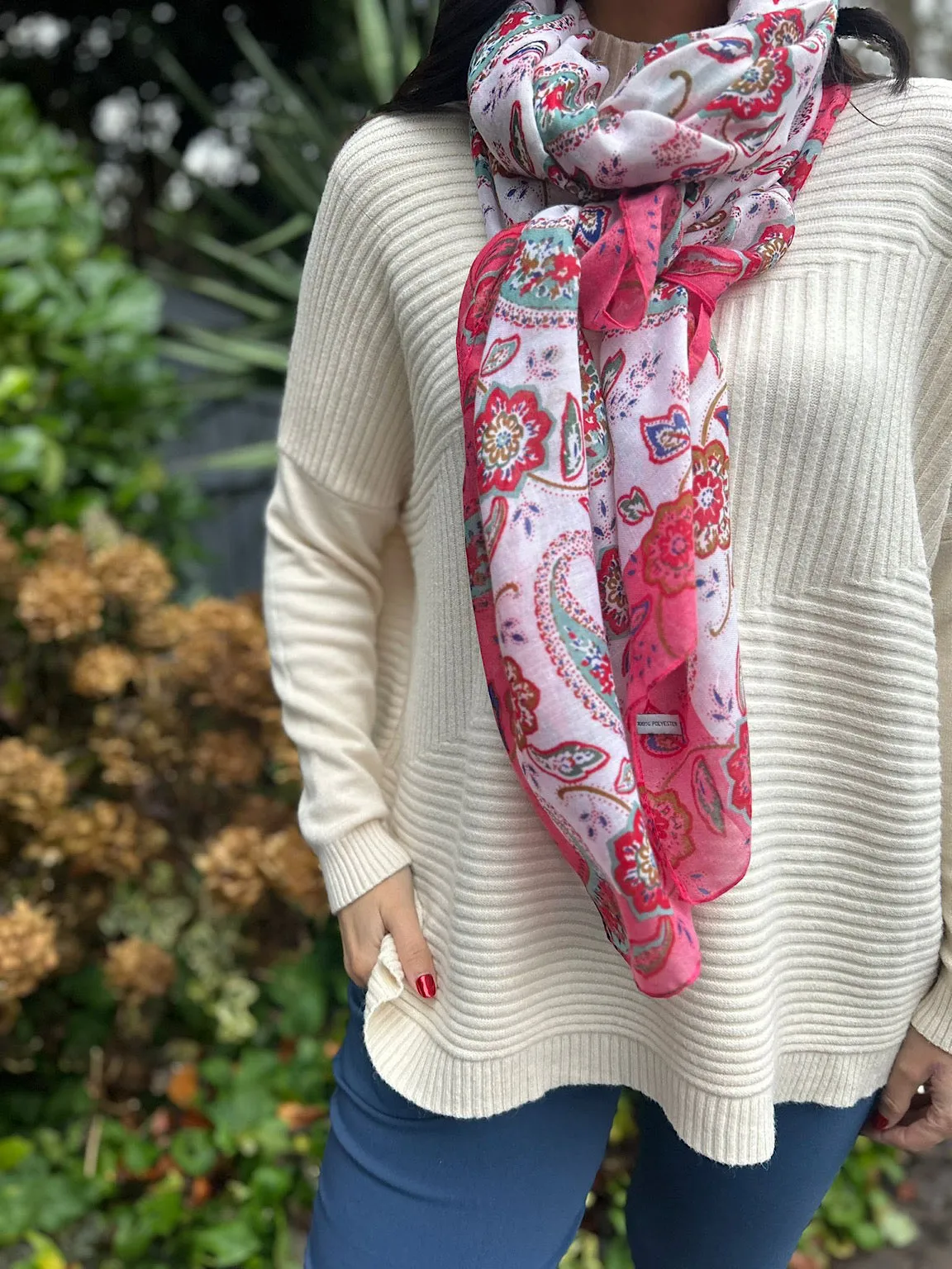 Raspberry Paisley Pattern Scarf