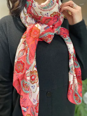 Raspberry Paisley Pattern Scarf