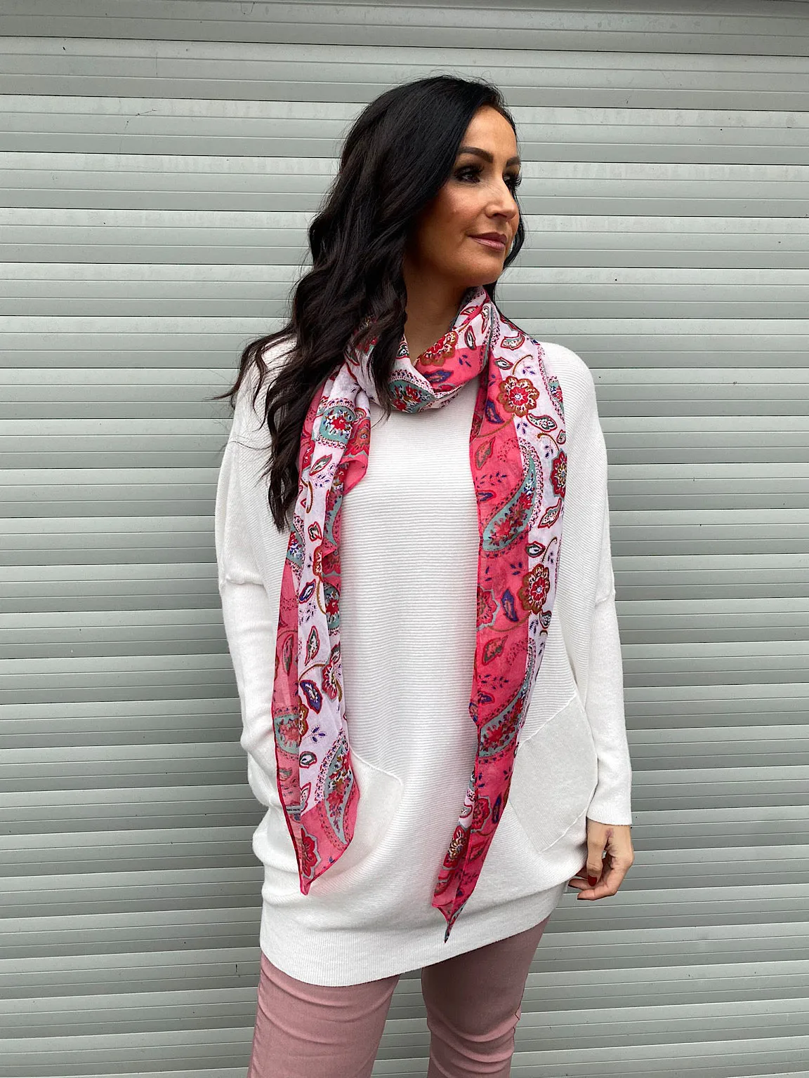 Raspberry Paisley Pattern Scarf