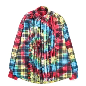 REBUILD BY NEEDLES RIBBON FLANNEL SHIRT TIE DYE - S (B)