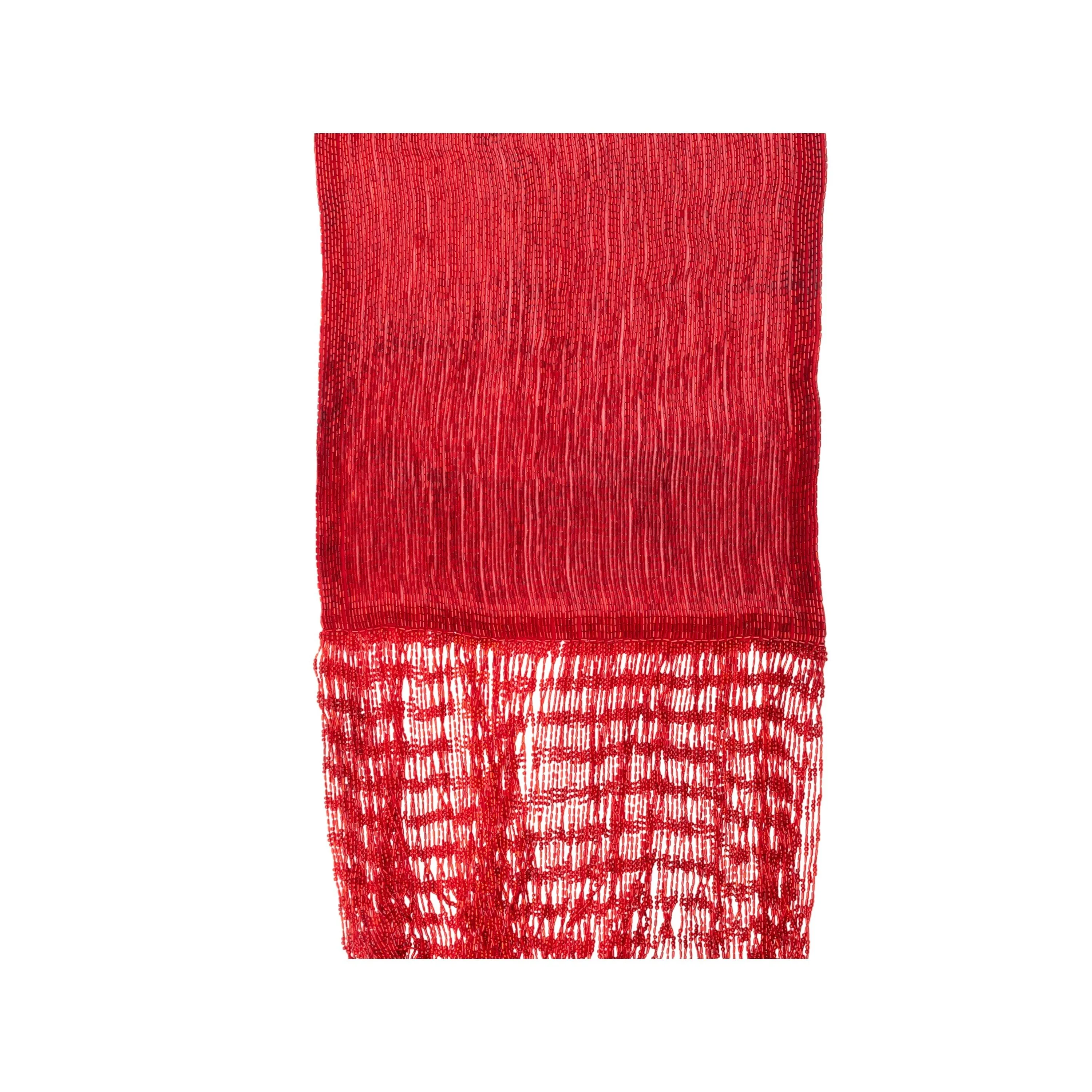 Red Fringed Scarf - '80s