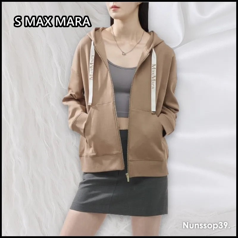 S Max Mara  |Street Style Long Sleeves Plain Cotton Logo