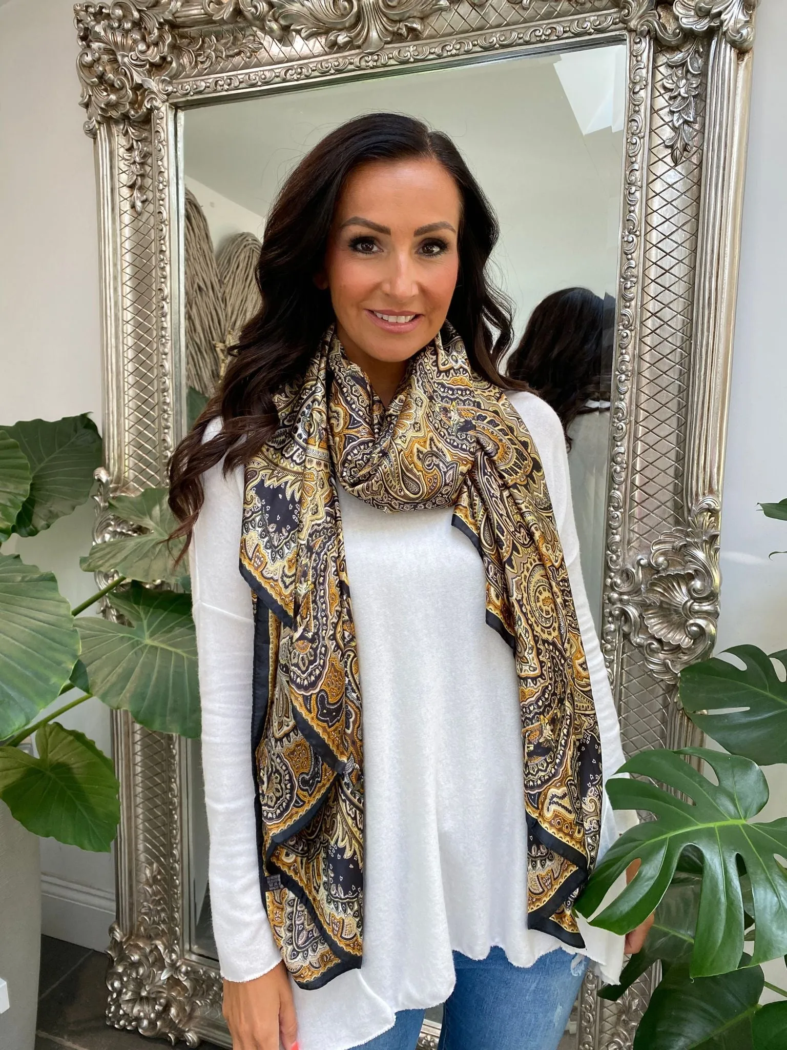 Silk Style Paisley Print Scarf