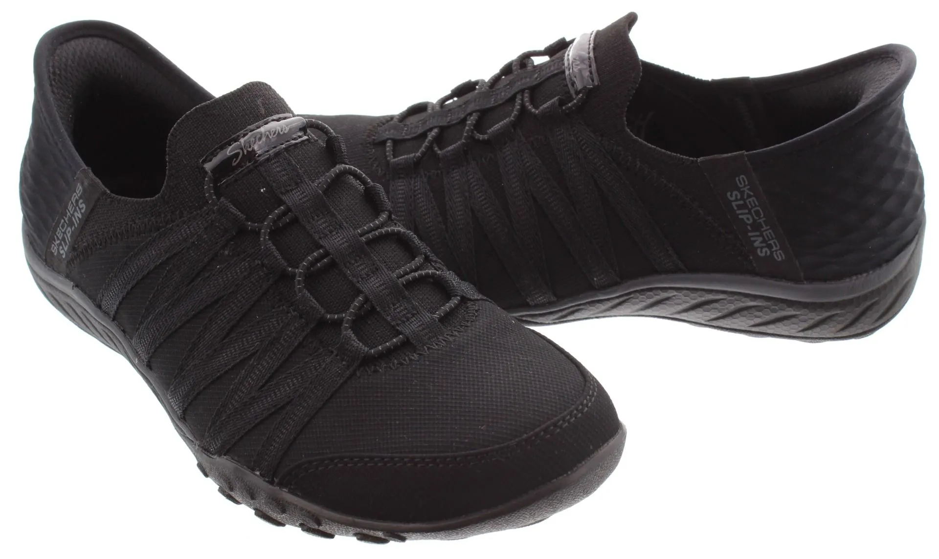 SKECHERS Ladies 100593 Slip Ins Breathe Easy Shoes In Black