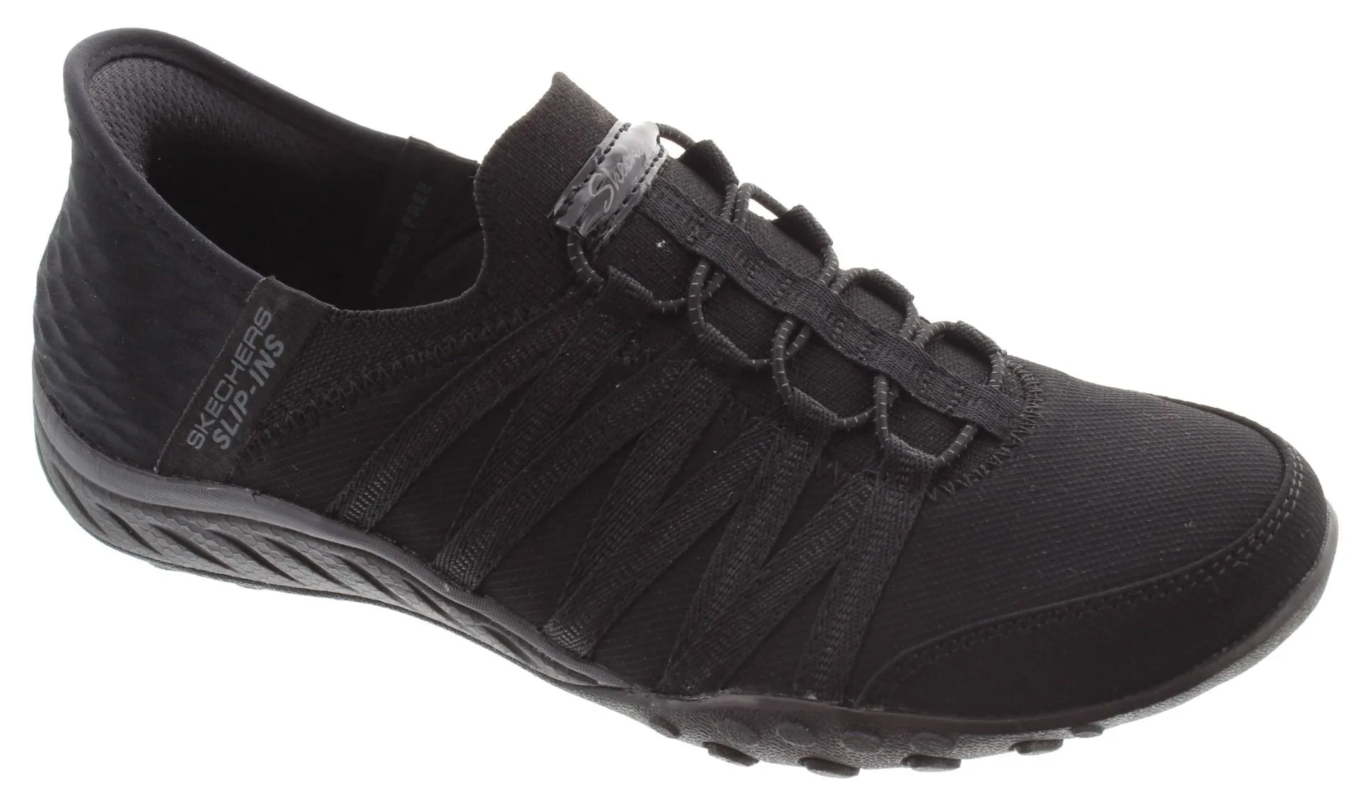 SKECHERS Ladies 100593 Slip Ins Breathe Easy Shoes In Black