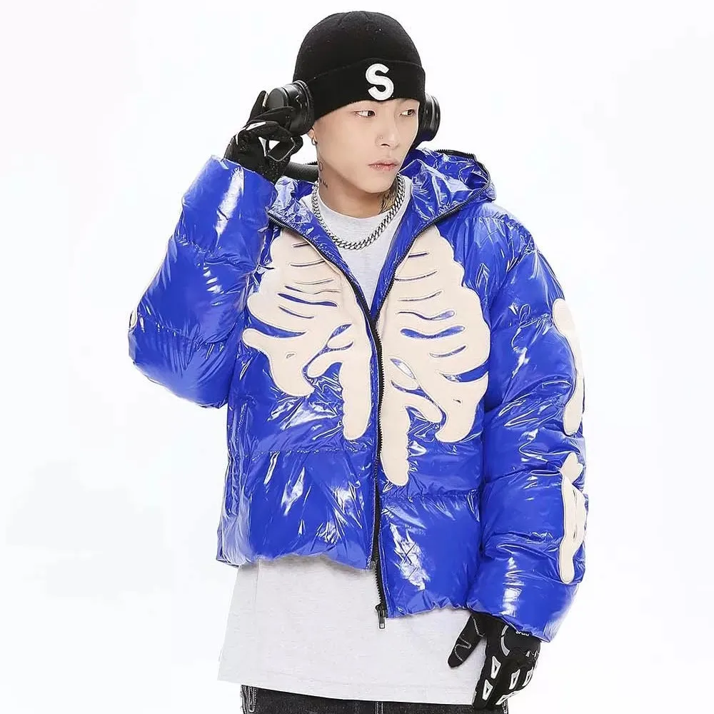 Skeleton Shiny Puffer Jacket